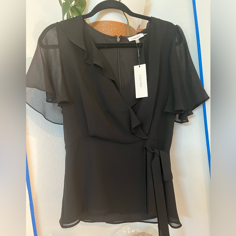 Calvin Klein Ruffle Wrap Top